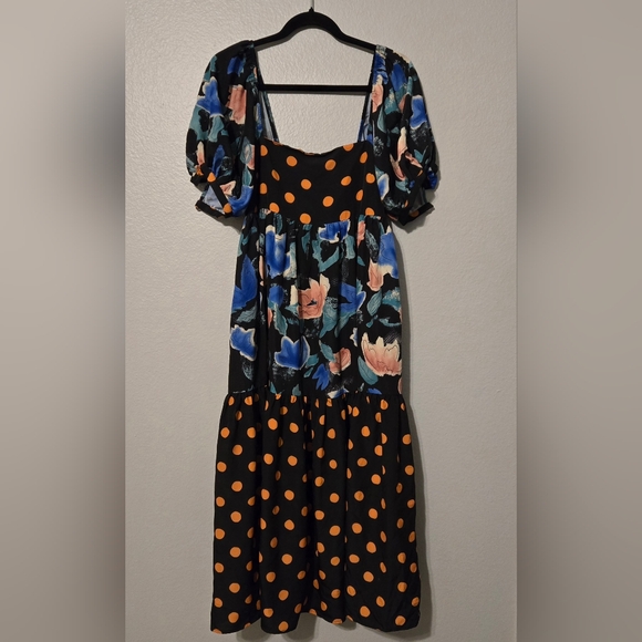 ​Capulet Mixed Print Maxi Dress Floral Polka Dot Tiered Puff Sleeve Size XS - Picture 2 of 16